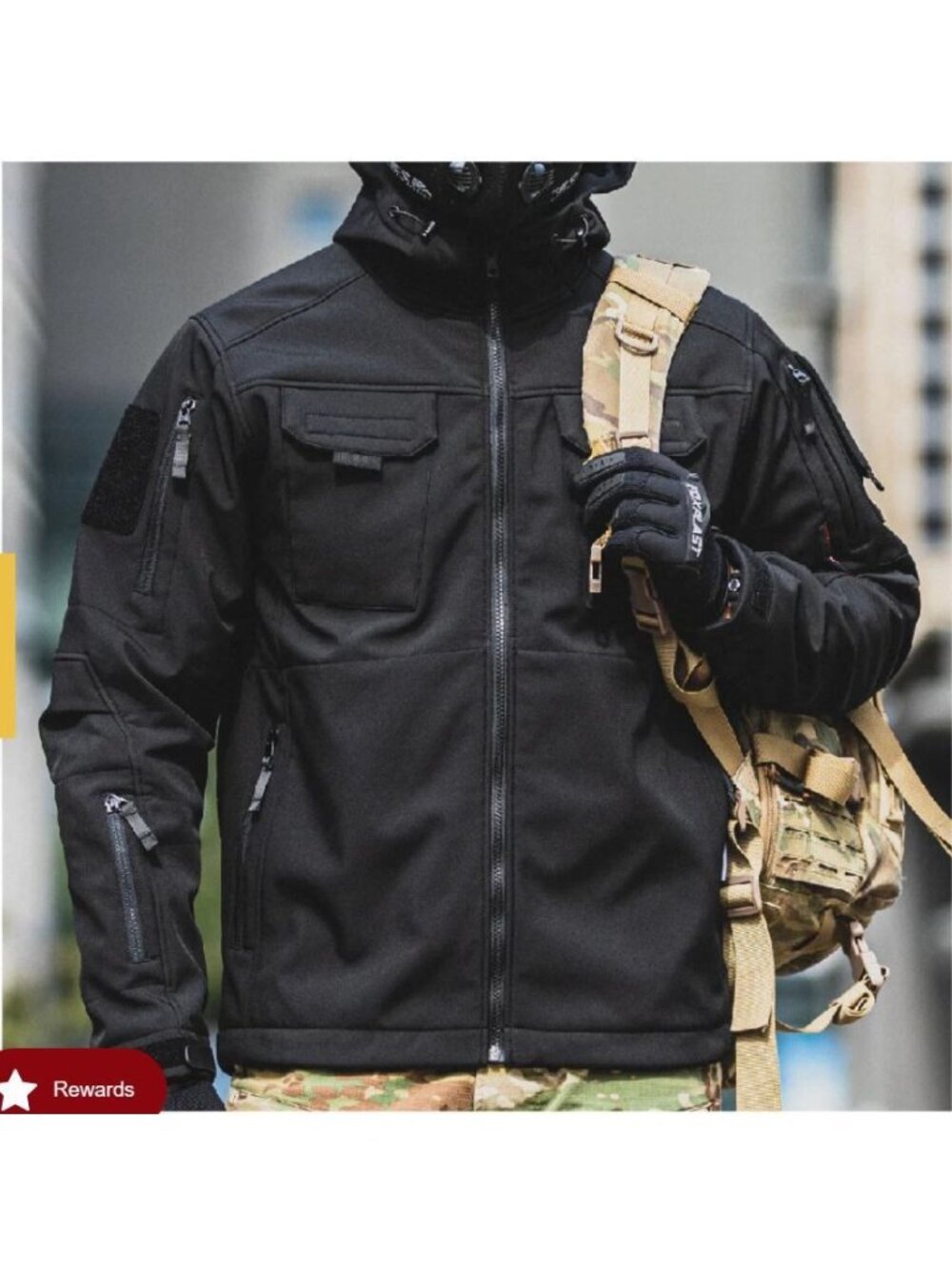 Men's Softshell Black Size M Waterproof All Terrain Tactical 5-IN-1 Jacket NWT